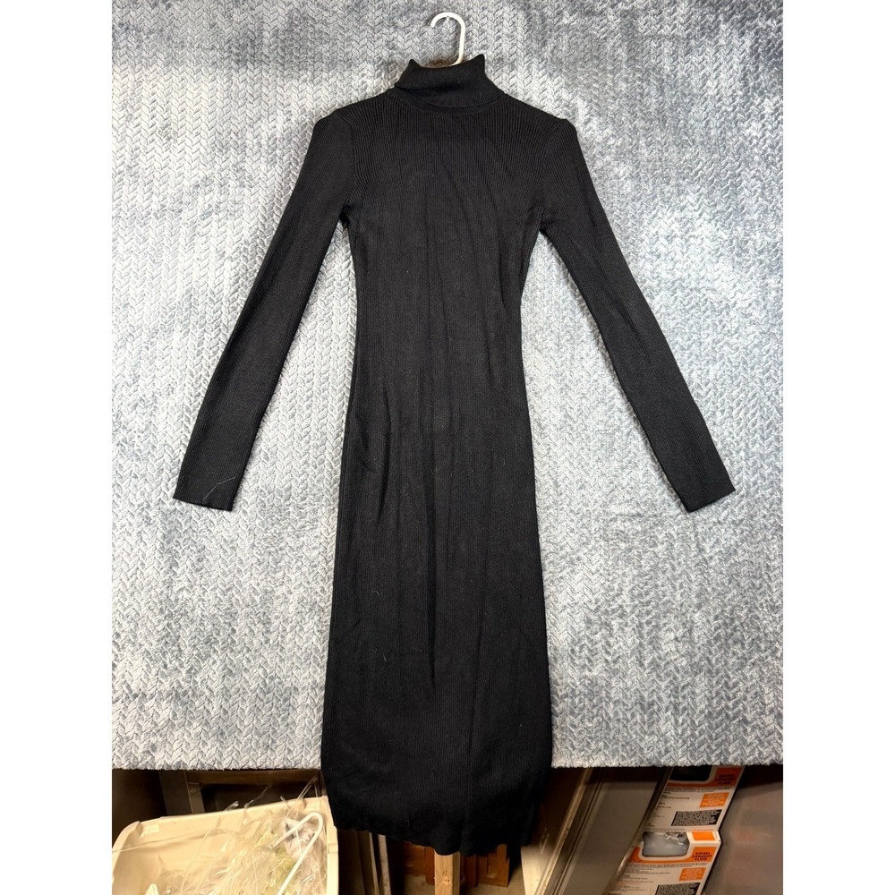 Lea & Viola Bodycon Dress Womens‎ Medium Black Viscose Ribbed Knit Turtleneck